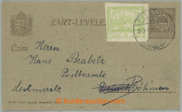 274656 - 1919 CPŘ56, uherská zálepka 20f hnědá, šedý papír, v