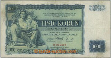 274726 - 1934 Ba.27, 1000Kč 1934, série D, neperforovaná; skvrny, 