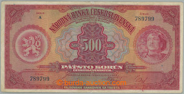 274735 - 1929 Ba.23b, 500Kč 1929, série A, dotištěná čárka nad