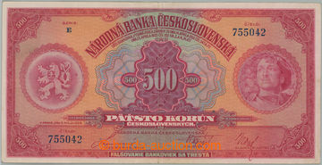 274738 - 1929 Ba.23c, 500Kč 1929, série E, neperforovaná; pěkná