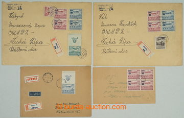 274761 - 1953 LETECKÉ FRANKATURY / sestava 4ks dopisů vyplacených 