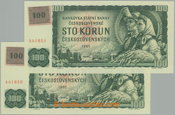 274773 - 1993 ČÍSELNÁ POSTUPKA / Ba.CZ1Ab1, 100Kčs 1961 s nalepen