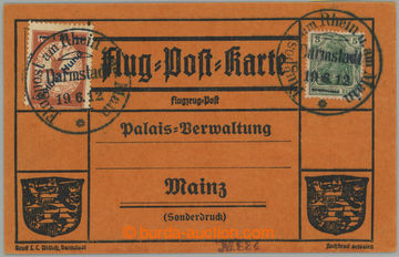 274784 - 1912 předtištěný oranžový let. lístek pošty na Rýn�