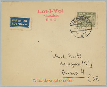 274789 - 1929 1. let KATOWICE - BRNO, Let-dopis zaslaný 1. letem do 