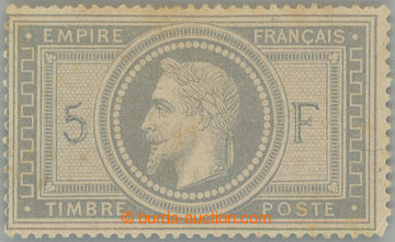 274814 - 1862 Yv.33, Napoleon 5Fr fialovo šedá; původní lep, jako