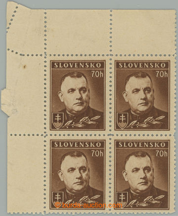 274886 - 1939 Sy.44Xx VV, Tiso 70h hnědá, bez průsvitky, levý hor