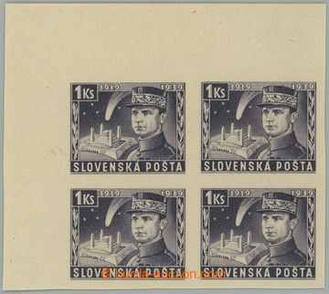 274901 - 1939 Sy.NZ36N, Štefánik 1Ks fialová, levý horní ROHOVÝ