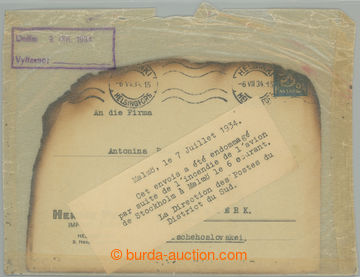 274906 - 1934 KATASTROFICKÁ POŠTA / firemní Let-dopis zaslaný z F