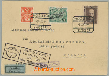 274908 - 1929 1. let KOŠICE - UŽHOROD /  Let-dopis zaslaný na Podk