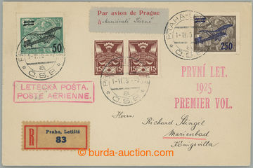 274912 - 1925 1. let PRAHA - MARIÁNSKÉ LÁZNĚ / R+Let dopis vyfr. 