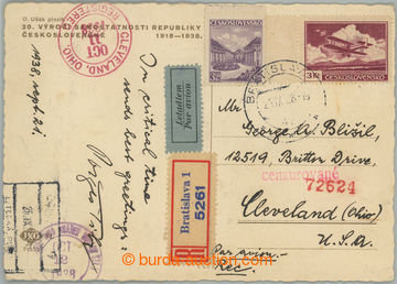 274925 - 1938 BRATISLAVA - CLEVELAND / R+Let-dopis do USA, se smíše