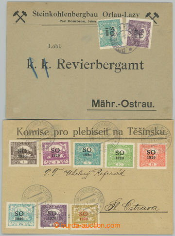 274962 - 1920 sestava 2ks dopisů vyfr. přetiskovými zn., 1x předt