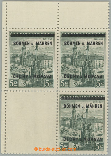 275005 -  Pof.18KDl, Olomouc 5Kč, levý horní rohový 4-blok s doln