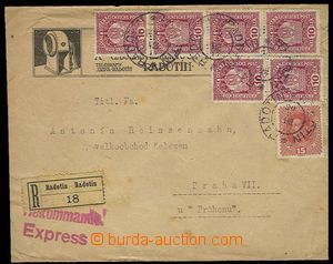 27510 - 1917 R+Ex-dopis, vyfr. zn. Mi.6x 188, 221, DR Radotín/ 20.8