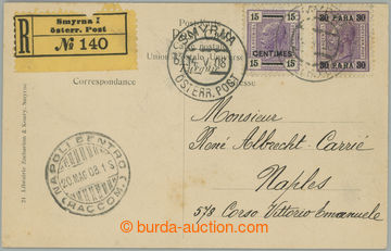 275118 - 1908 LEVANTA / pohlednice ze Smyrny do Neapole, vyfr. 30Para