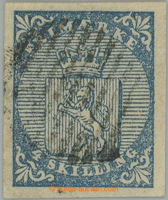 275162 - 1855 Mi.1, Znak 4Sk modrá s lehkým otiskem mřížového r