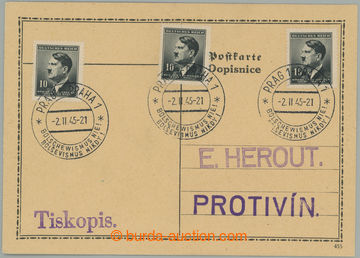 275211 - 1945 PR117, PRAHA 1 / BOLŠEVISMUS NIKDY! / 2.II.45, filatel