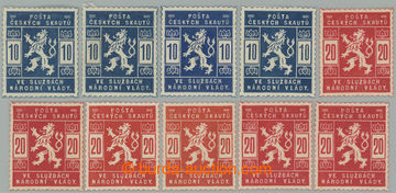 275222 - 1918 Pof.SK1-SK2, 4x 10h modrá a 6x 20h červená, různé 