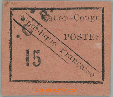 275227 - 1889 Yv.14, GABON-KONGO 25c černá / růžová; velmi pěkn