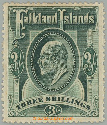 275243 - 1907 SG.49bx, Edvard VII. (velký formát) 3Sh deep green, p