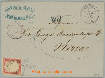 275267 - 1862 skládaný dopis do Nice, vyfr. zn. Viktor Emanuel II. 