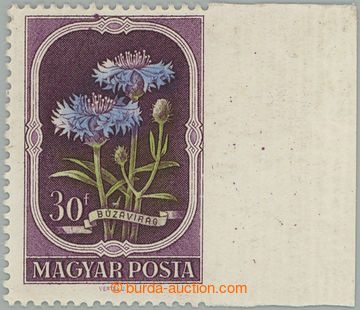 275292 - 1951 Mi.1208 Ur, Květiny 30f, pravý krajový kus s VV - vy