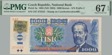 275315 - 1993 Ba.CZ3a, 1000Kčs 1985 s nalepeným kolkem, série C67,