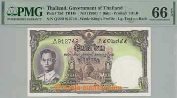 275336 - 1956 THAJSKO / Pi.75d, 5 Baht b.d. (1956); certifikace zacho