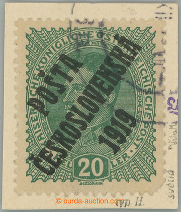 275341 -  Pof.39a, Karel 20h světle zelená, II. typ přetisku, na m