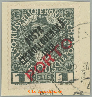 275349 -  Pof.83a, Přetisk PORTO 1h šedá / červená na výstřiž