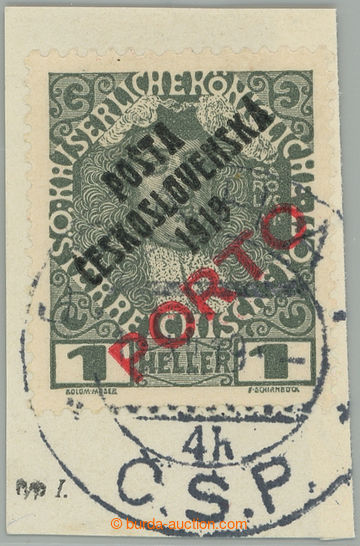 275350 -  Pof.83a, Přetisk PORTO 1h šedá / červená na výstřiž