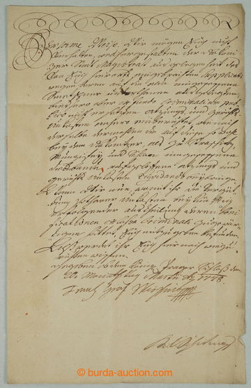 275353 - 1778 VĚŽNÍK Z VĚŽNÍK František Xaver (1711-1789), če