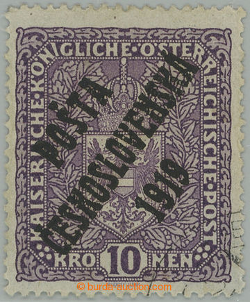 275358 -  Pof.51I, Znak 10K světle fialová, II. typ přetisku, frag