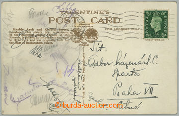 275373 - 1937 FOTBAL / REPREZENTACE / pohlednice zaslaná z Londýna 