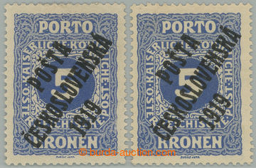 275405 -  Pof.81, Malé číslice 5K modrá, 2ks - I. a II. typ; nál