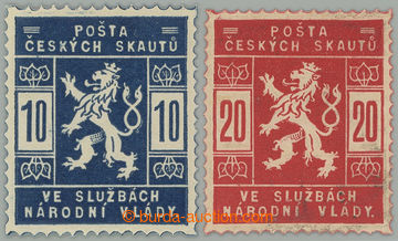 275433 - 1918 Pof.SK1-SK2, 10h modrá a 20h červená; bez nálepky, 