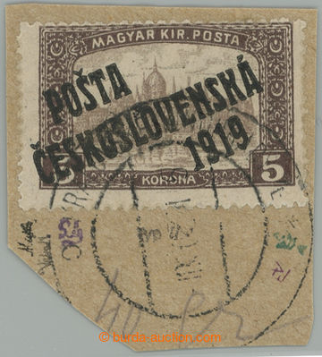 275456 -  Pof.117, 5K hnědá, na malém výstřižku s celým DR KR�