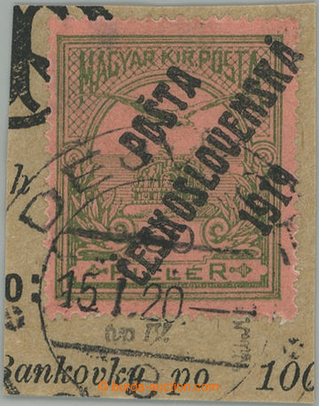 275459 -  Pof.94, 60h zelená / růžová na malém výstřižku s DR