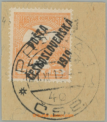 275463 -  Pof.91, 3f oranžová na výstřižku s celým DR PRAHA 1, 