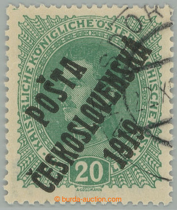 275469 -  Pof.39a, Karel 20h světle zelená, II. typ přetisku, frag