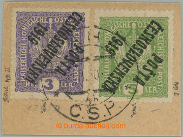 275470 -  Pof.33Pp, 34Pp, Koruna 3h fialová a 5h zelená s převrác