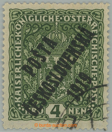 275471 -  Pof.50aI, Znak 4K tmavě zelená, úzká, přetisk I. typ, 