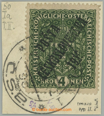 275472 -  Pof.50aI, Znak 4K tmavě zelená, úzká, přetisk II. typ,