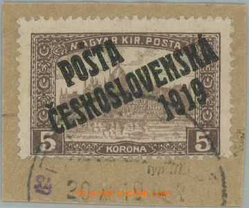 275478 -  Pof.117, 5K hnědá, na malém výstřižku s fragmentem DR