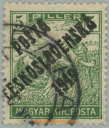 275481 -  Pof.103X, 5f zelená - chybotisk, přetisk D, razítkovaná