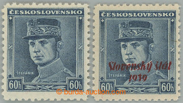 275505 - 1939 Sy.1, 11, Modrý Štefánik 60h + dtto s přetiskem Slo