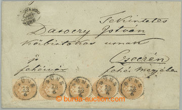 275508 - 1864 R-dopis vyfr. svislou 5-páskou Znak 15Kr hnědá na p�
