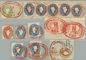 275513 - 1861 ČERVENÁ RAZÍTKA / pěkná sestava 7 výstřižků a 