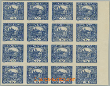 275525 -  Pof.16, 50h modrá, 16-blok s pravým okrajem; bez nálepky