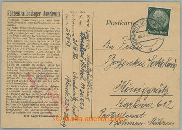 275554 - 1942 KT AUSCHWITZ / předtištěný lístek zaslaný do Prot